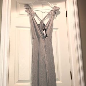 NWT Gray Wrap Over Maxi Dress
